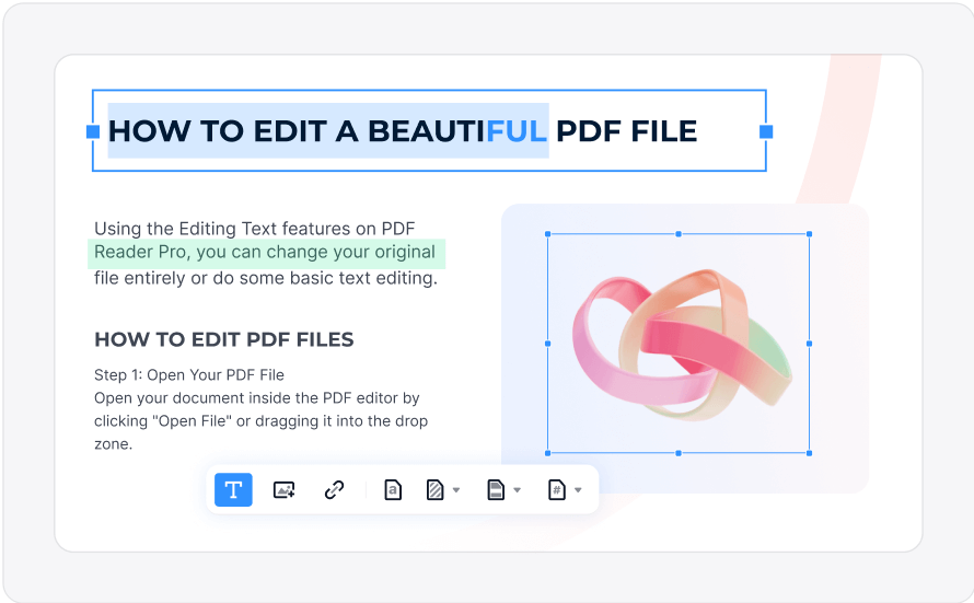 Редактирование текста и изображения в PDF Reader Pro