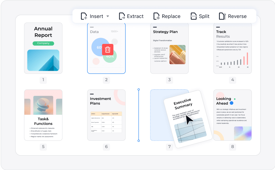 Организация, извлечение и перестановка страниц PDF Reader Pro