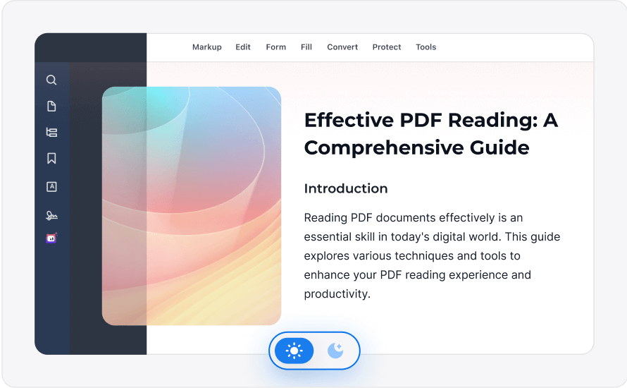 Режим чтения PDF Reader Pro с боковой панелью и темами