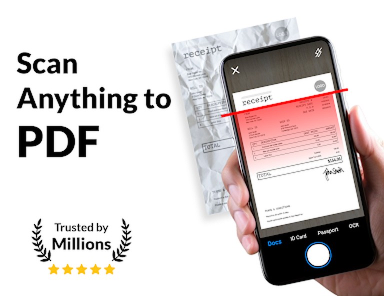 Камера PDF Scanner в режиме Docs для сканирования документа