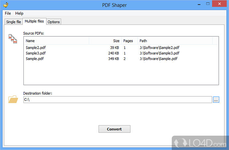 Исторический интерфейс PDF Shaper: пакетный список