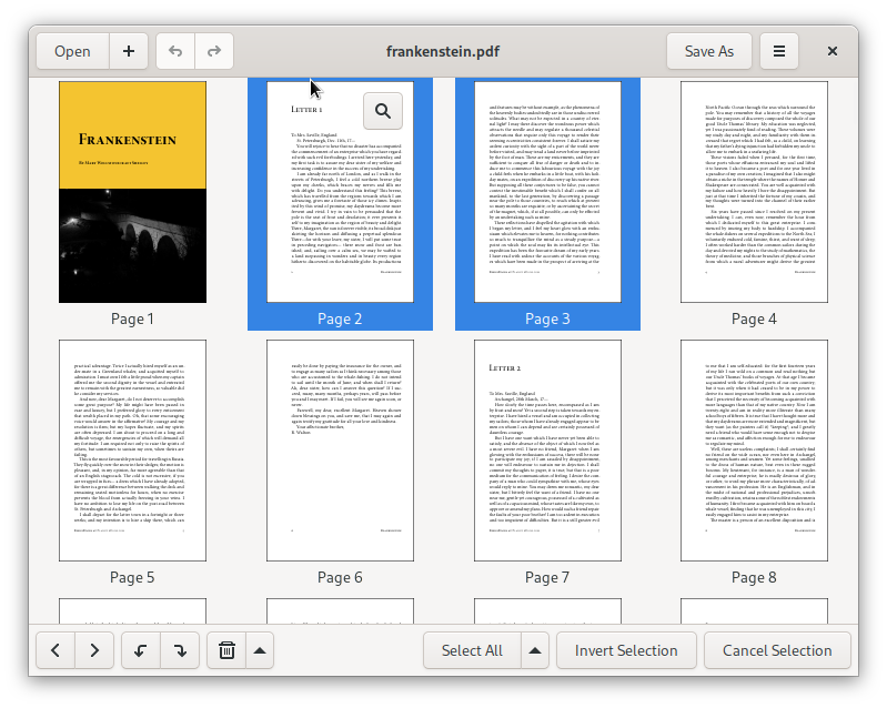 Сетка миниатюр PDF Slicer с несколькими страницами