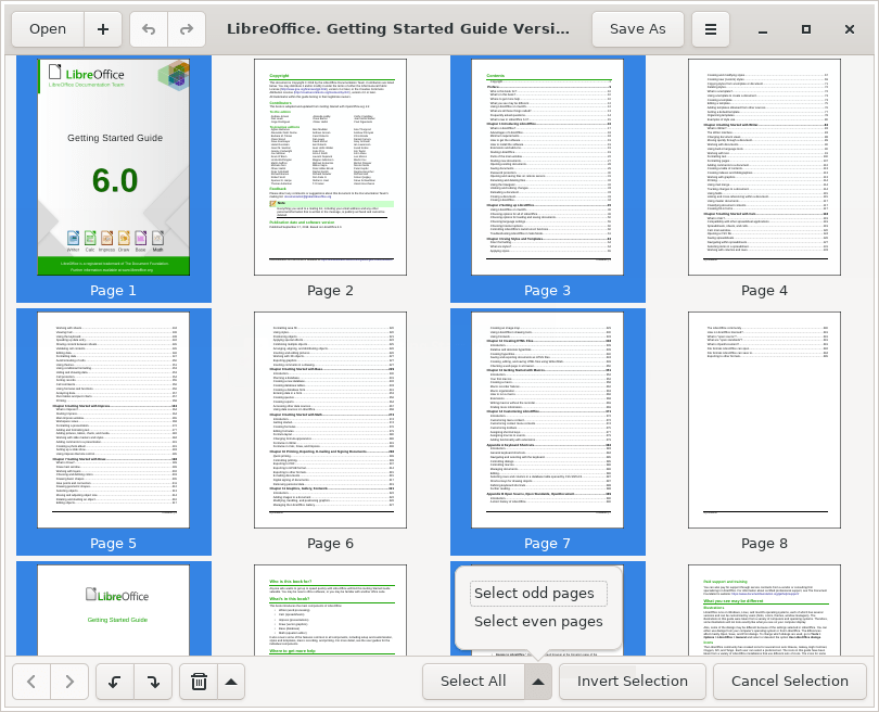 Меню выбора чётных и нечётных страниц в PDF Slicer