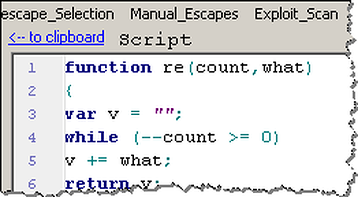 Окно JavaScript UI с кодом сценария