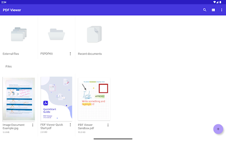 Файловый экран PDF Viewer Pro на широком дисплее