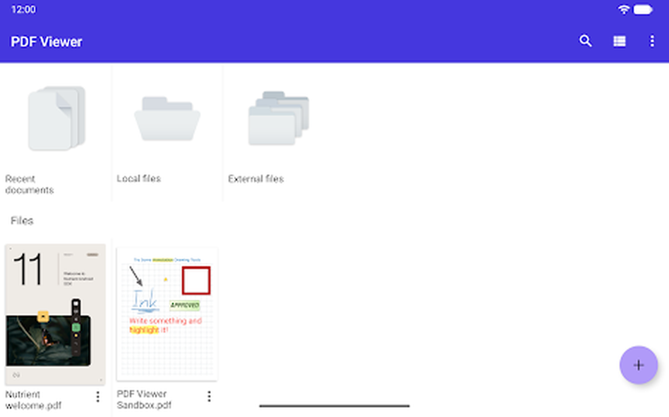 Файловый экран PDF Viewer Pro с недавними и локальными документами