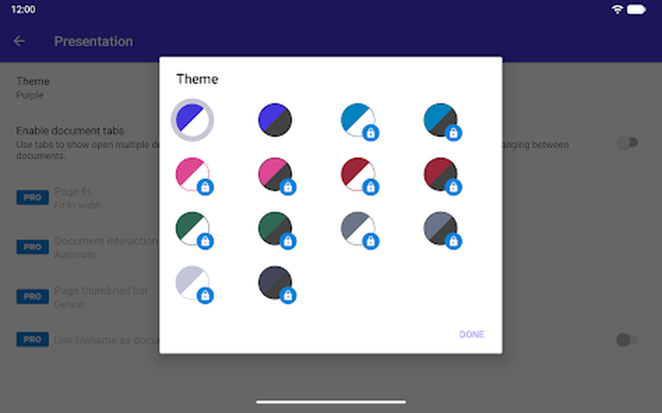 Выбор темы оформления PDF Viewer Pro