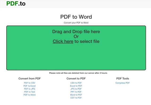 Область выбора PDF для преобразования в Word