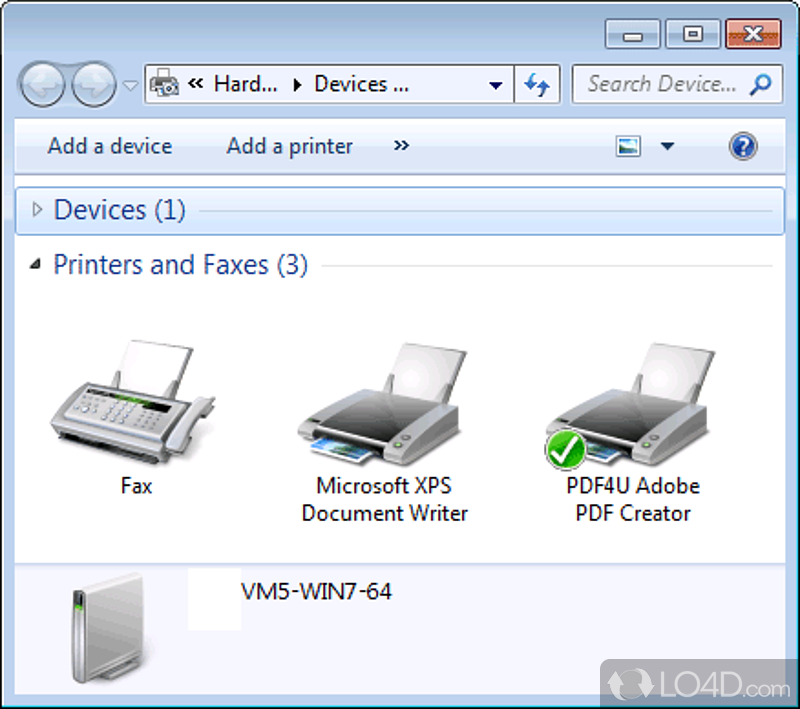 PDF4U Adobe PDF Creator среди принтеров Windows