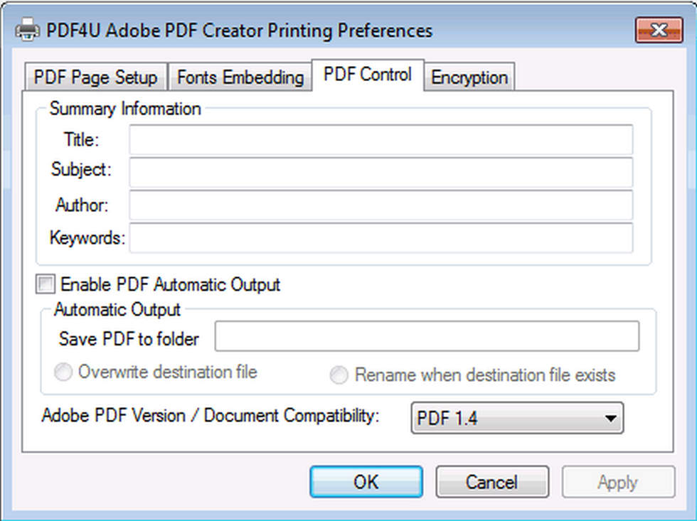 Сведения о документе и совместимость PDF в интерфейсе семейства PDF4U