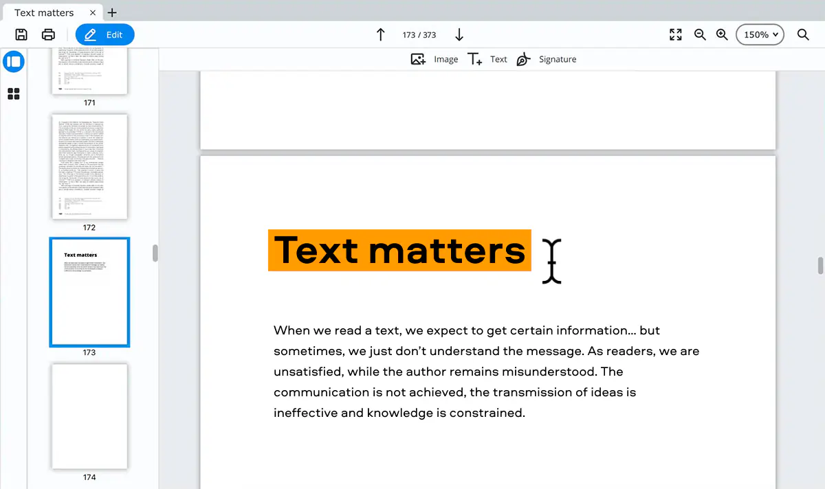 Редактирование текста в PDFChef и выбор режима Text