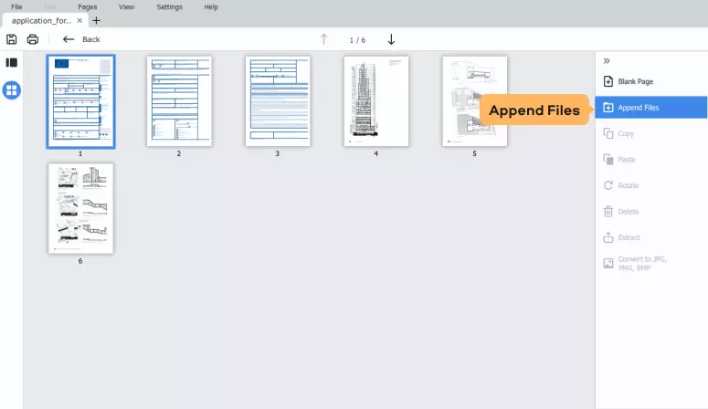 Добавление файлов как новых страниц PDF