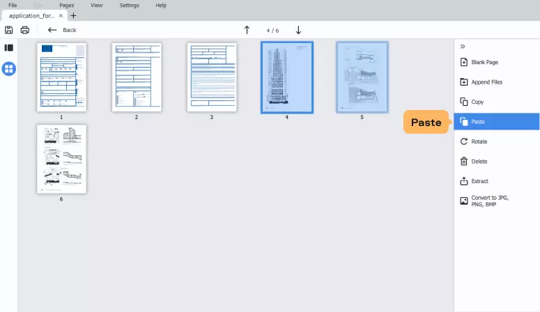 Копирование и вставка страниц между PDF в PDFChef