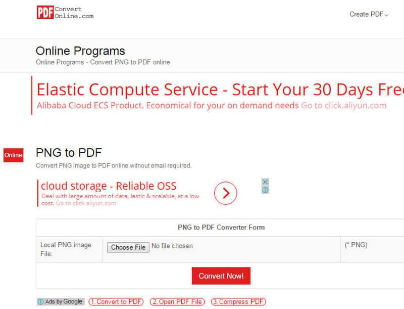 Форма PNG в PDF в PDFConvertOnline