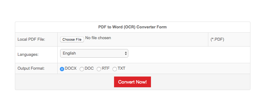 Параметры OCR PDF в Word в PDFConvertOnline