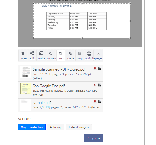 Пакетная обрезка нескольких PDF в PDFResizer