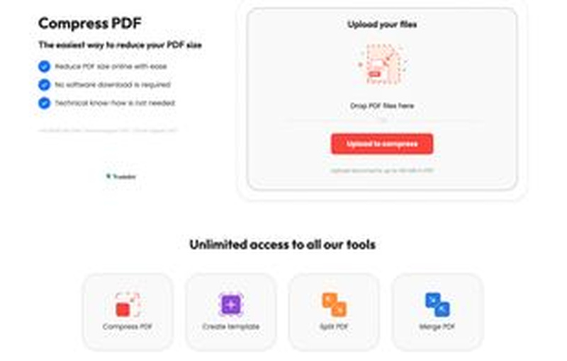 Страница Compress PDF в современном PDFaid