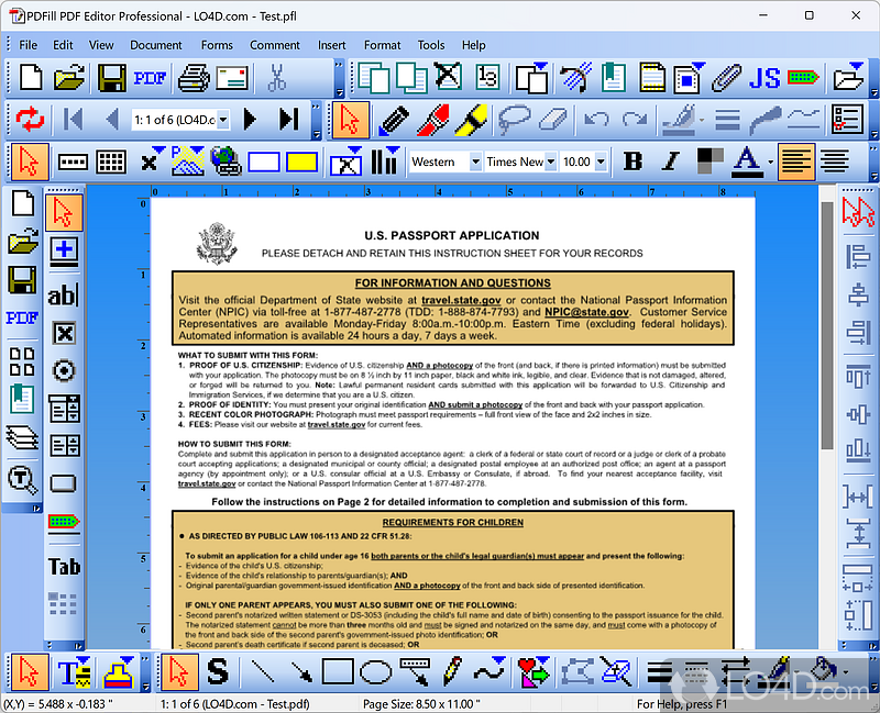 Главное окно PDFill PDF Editor с открытым документом и панелями инструментов