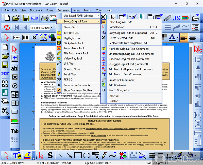 Меню Comment PDFill PDF Editor с аннотациями, фигурами и пометками