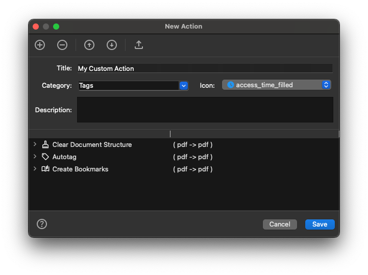 Создание пользовательской цепочки действий PDFix Desktop