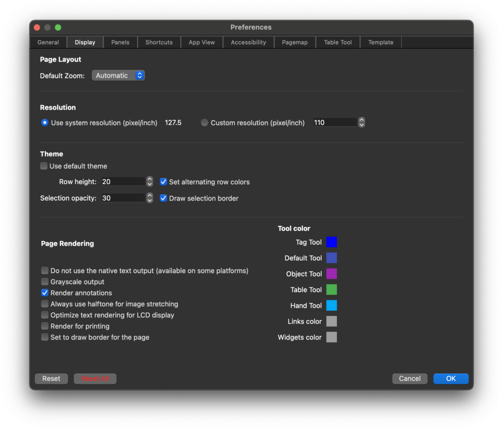 Настройки отображения PDFix Desktop