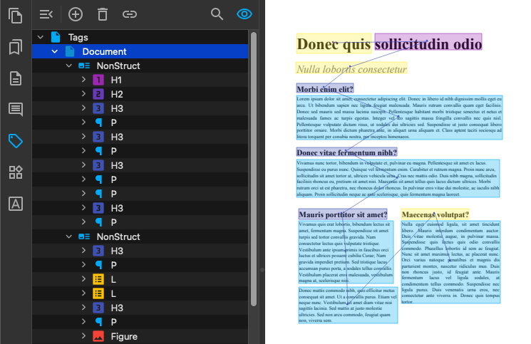 Дерево тегов PDFix Desktop