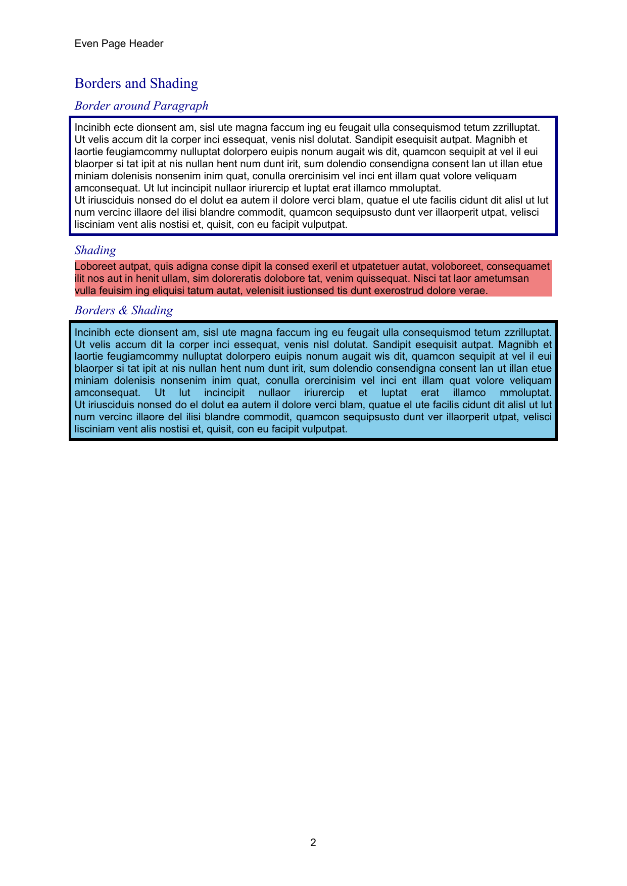 Пример рамок и заливок в сформированном PDF