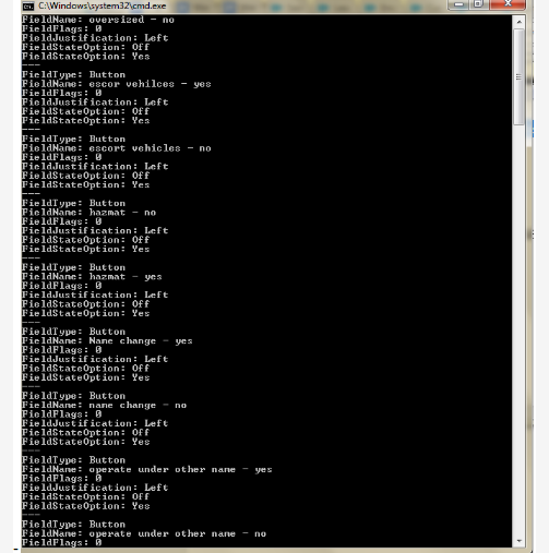 Вывод внутренних полей формы PDFtk в Windows