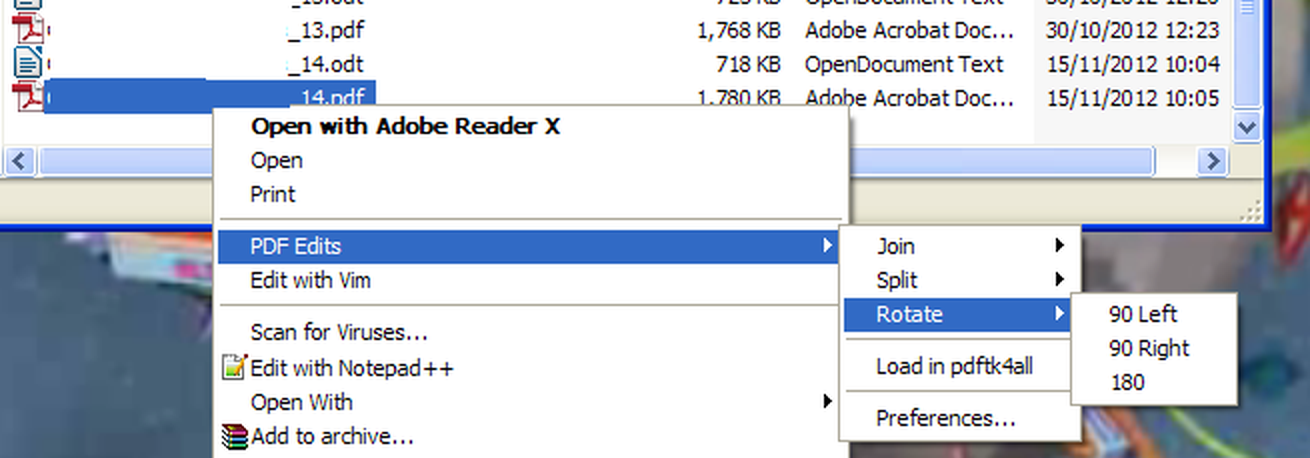 PDFtk4All: контекстное меню PDF Edits в Проводнике Windows