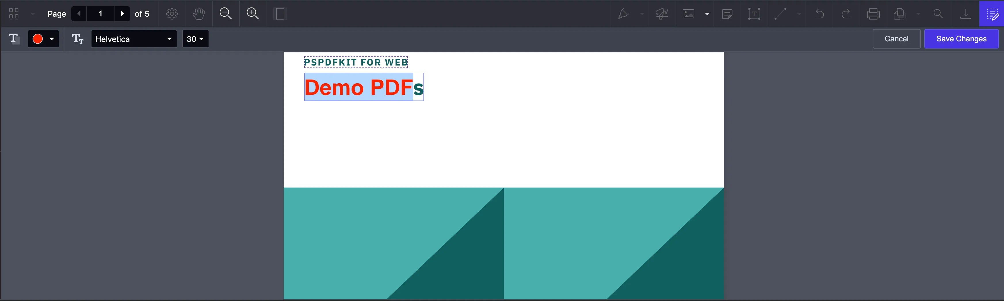 Редактирование текста в Content Editor PSPDFKit