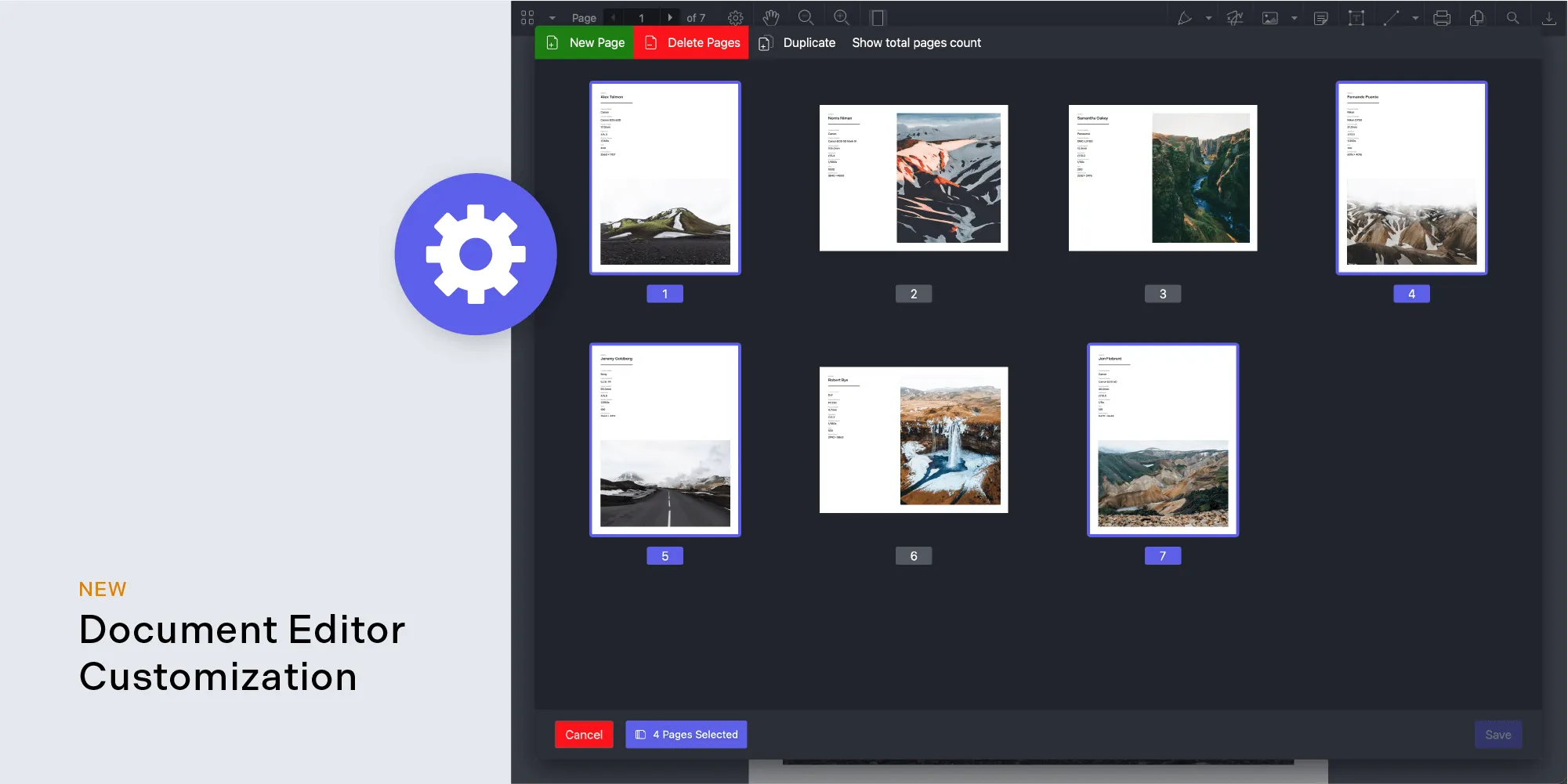 Настраиваемый Document Editor PSPDFKit с миниатюрами страниц