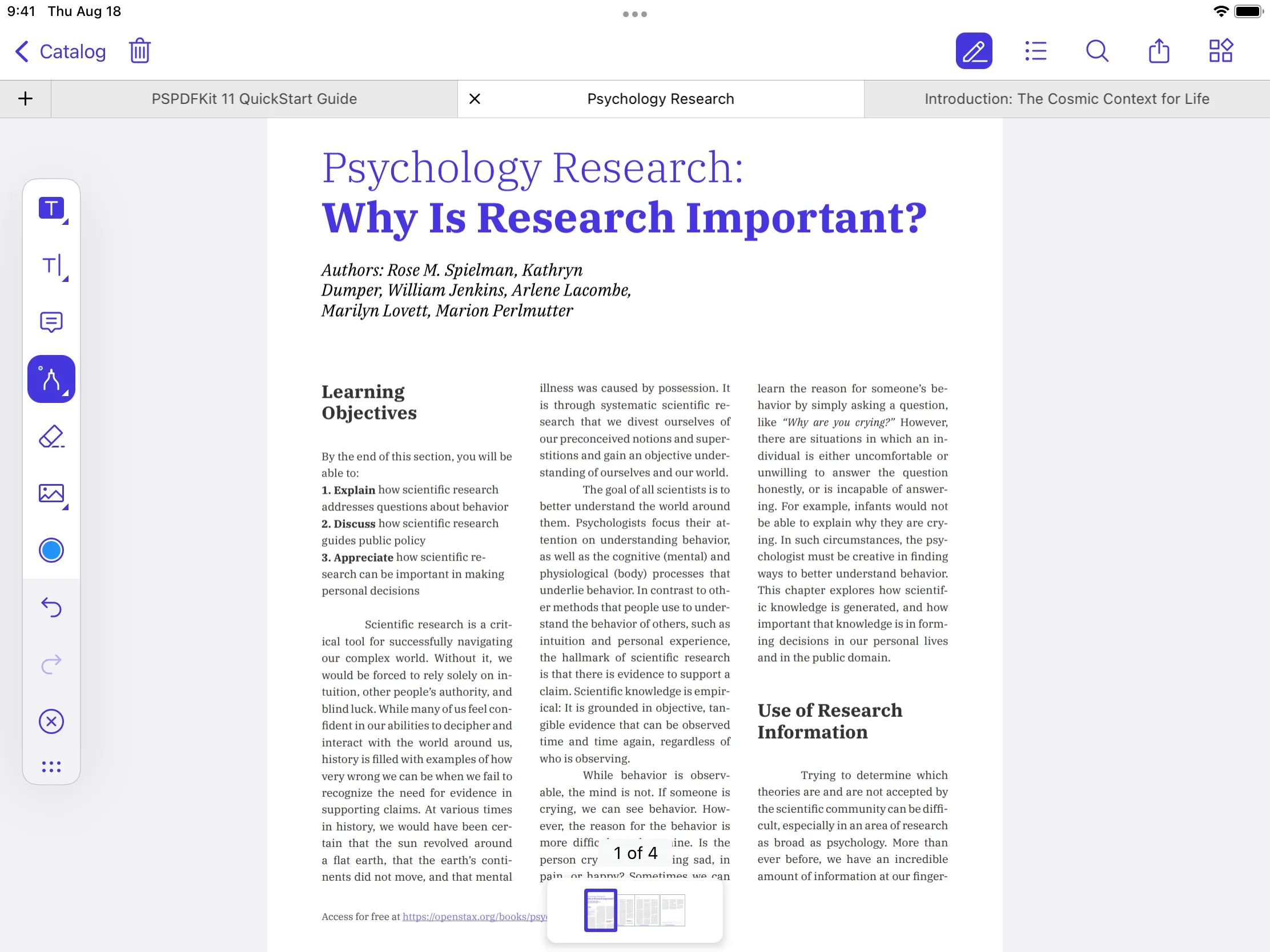 Панель PSPDFKit на iPad