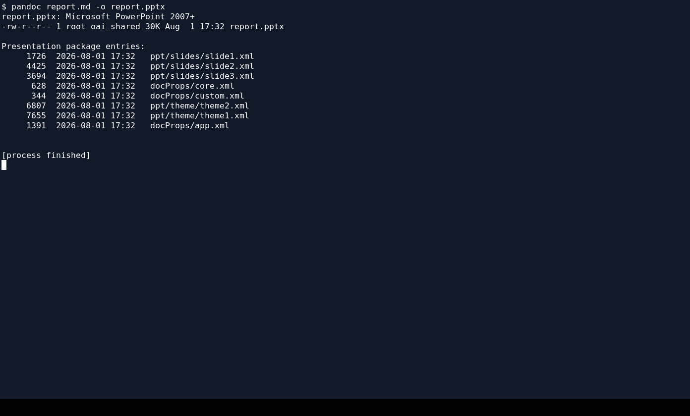 Создание презентации PPTX командой Pandoc