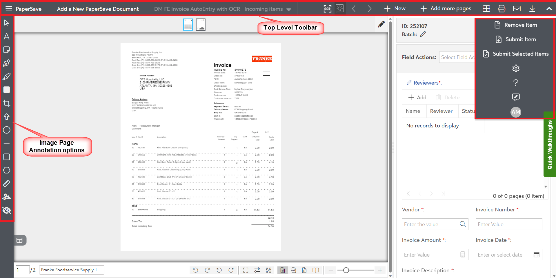 Окно Workflow Item Viewer в PaperSave