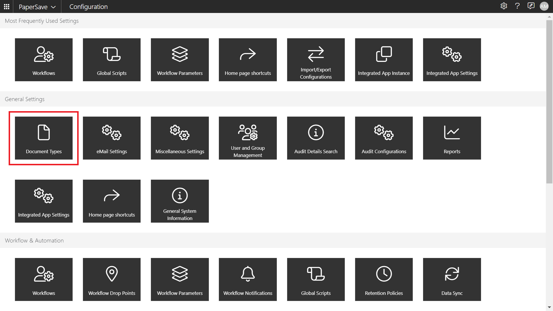 Configuration Area PaperSave