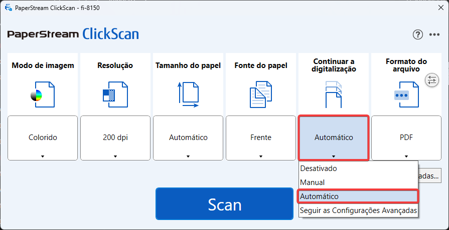 Интерфейс PaperStream ClickScan: как читать главное окно