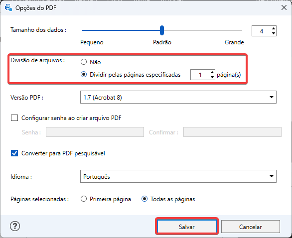 Интерфейс PaperStream ClickScan: формат pdf