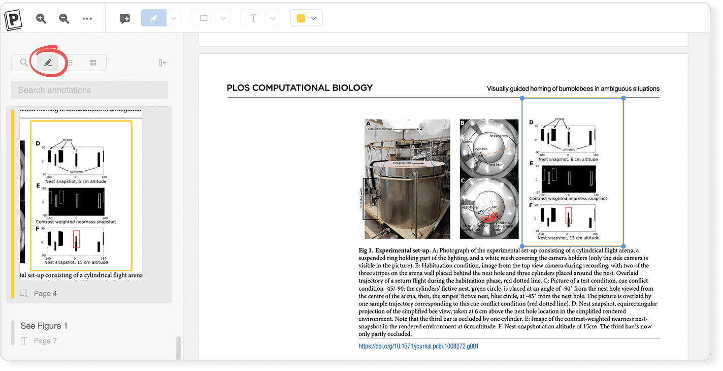 PDF и список аннотаций в Paperpile
