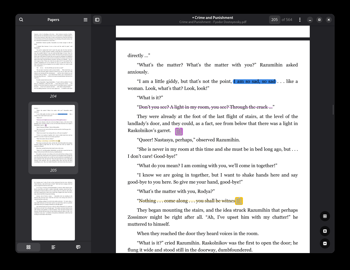 Ночной режим Papers Document Viewer с аннотациями в PDF