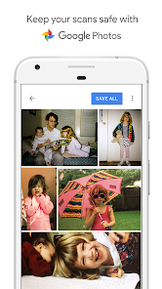 Галерея отсканированных снимков и предложение сохранить их в Google Photos