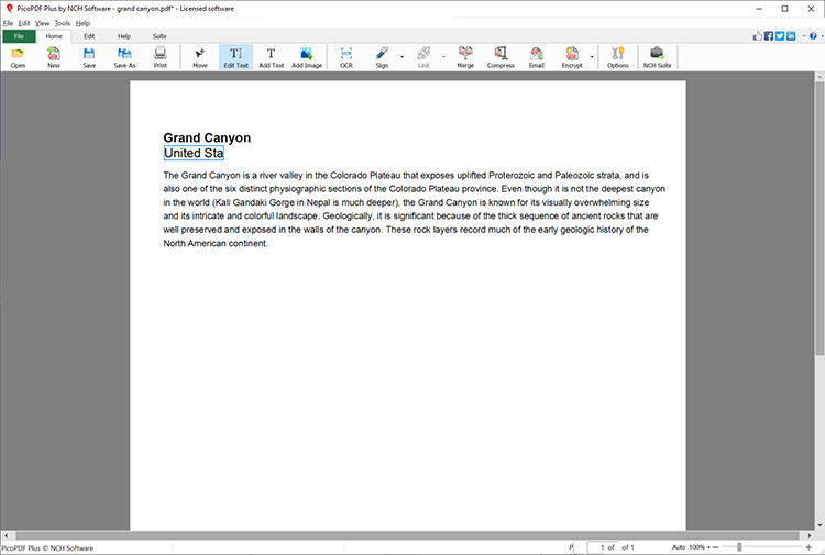Редактирование текста в PicoPDF PDF Editor