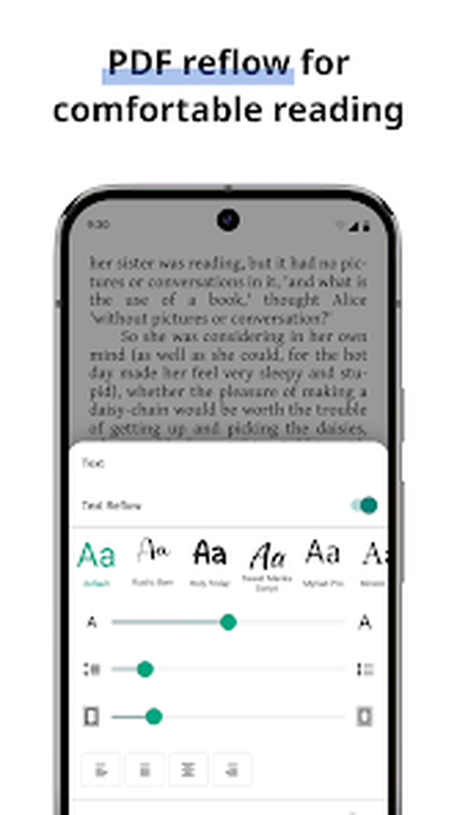 Настройки PDF Reflow и текста в PocketBook Reader
