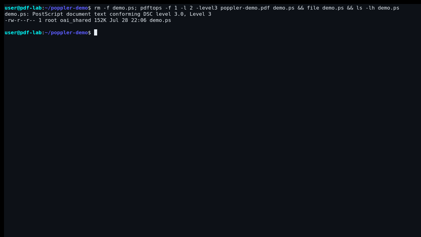 Создание PostScript из PDF командой pdftops