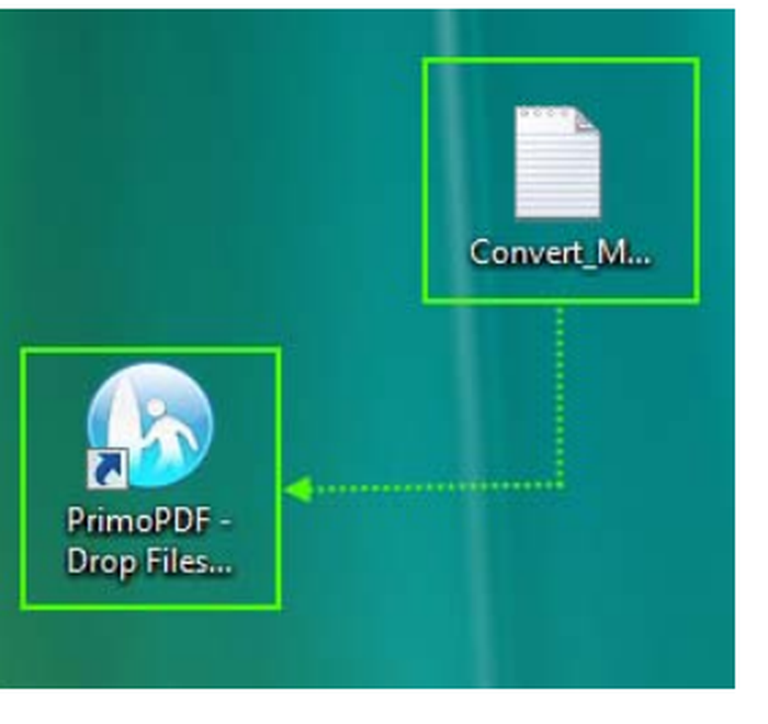 Перетаскивание документа на ярлык PrimoPDF Drop Files Here