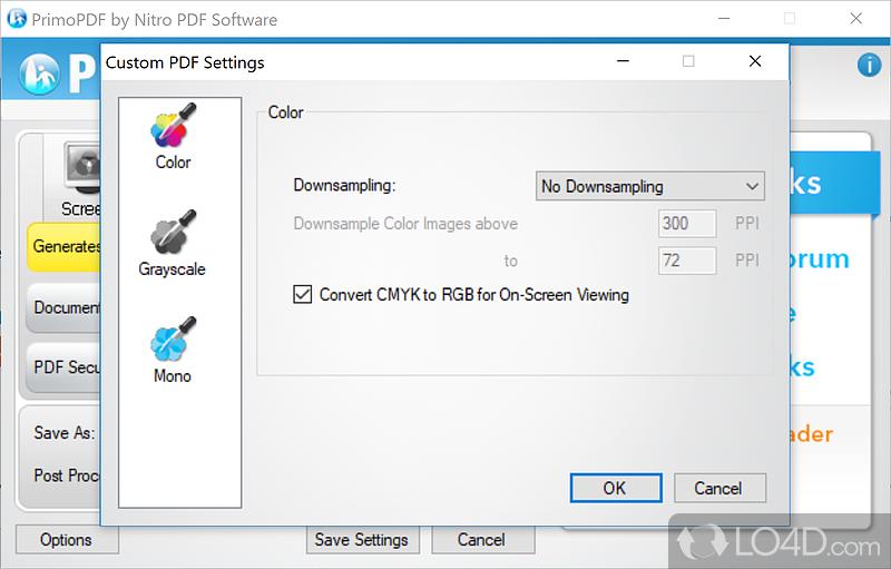 Настройки цветных изображений в профиле Custom PrimoPDF