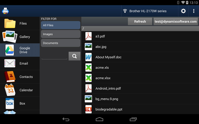Файлы Google Drive в интерфейсе PrintHand