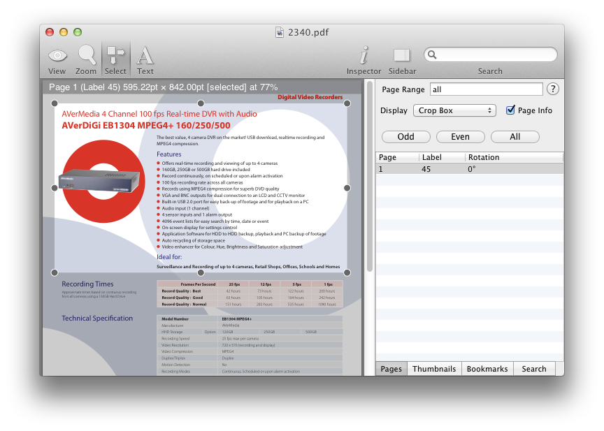 Выделение области страницы в Proview PDF Editor
