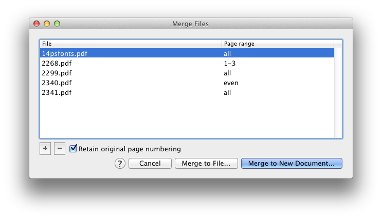 Окно Merge Files в Proview PDF Editor