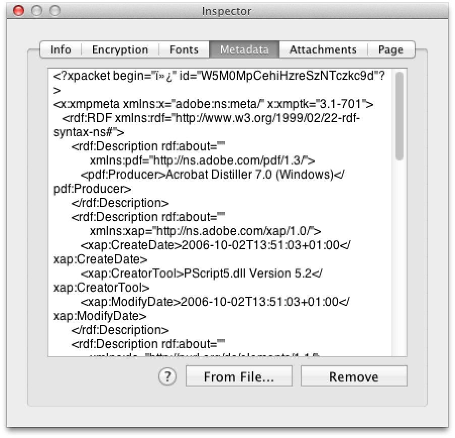 XMP Metadata в Proview PDF Editor
