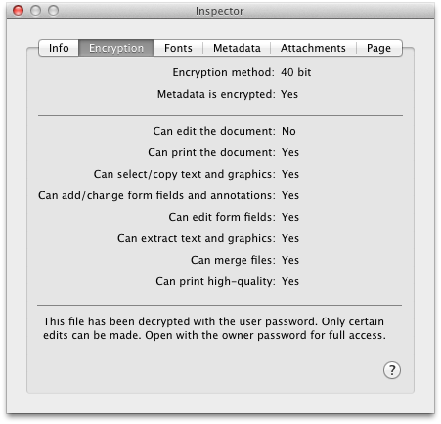 Параметры шифрования и разрешений PDF в Proview